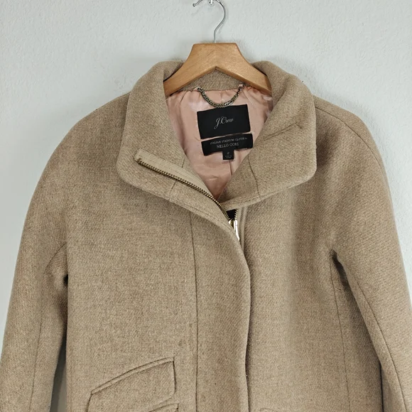 J.Crew Cocoon Coat Italian Stadium-Cloth Wool SANDSTONE - BEIGE Sz 2 (Stains) - Picture 10 of 16